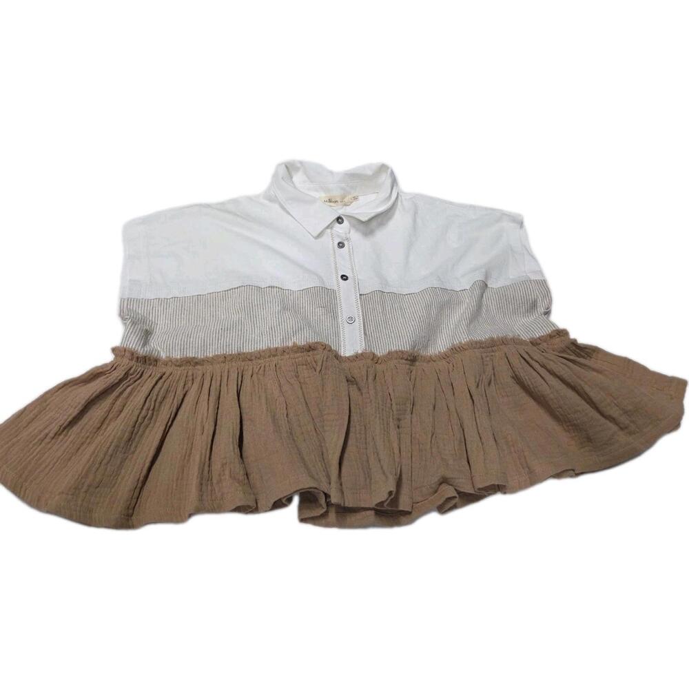 millibon Top White & Brown 100%cotton